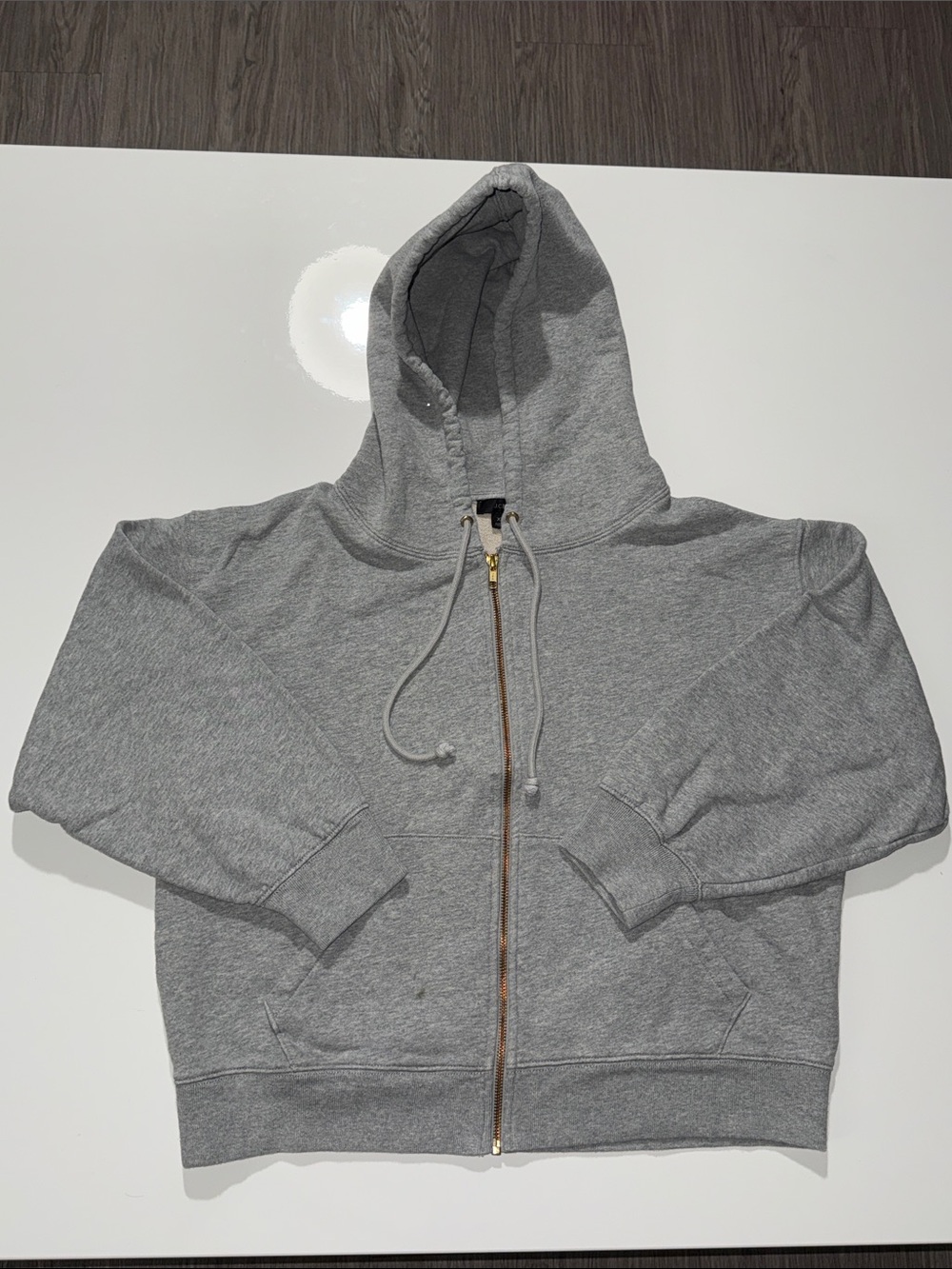 J.CREW CREWCUTS GIRLS HEATHER GREY FRENCH TERRY FULL-ZIP HOODIE Sz XS